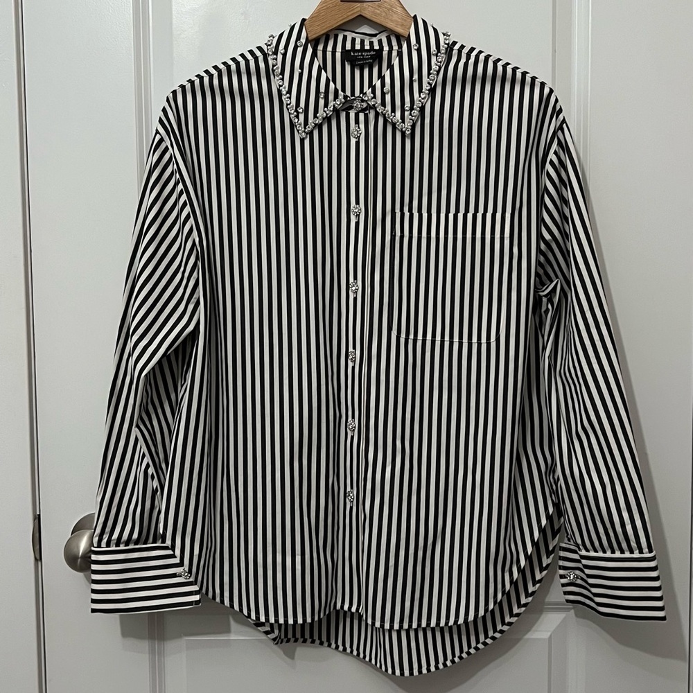 Kate Spade New York Black and White Striped Shirt